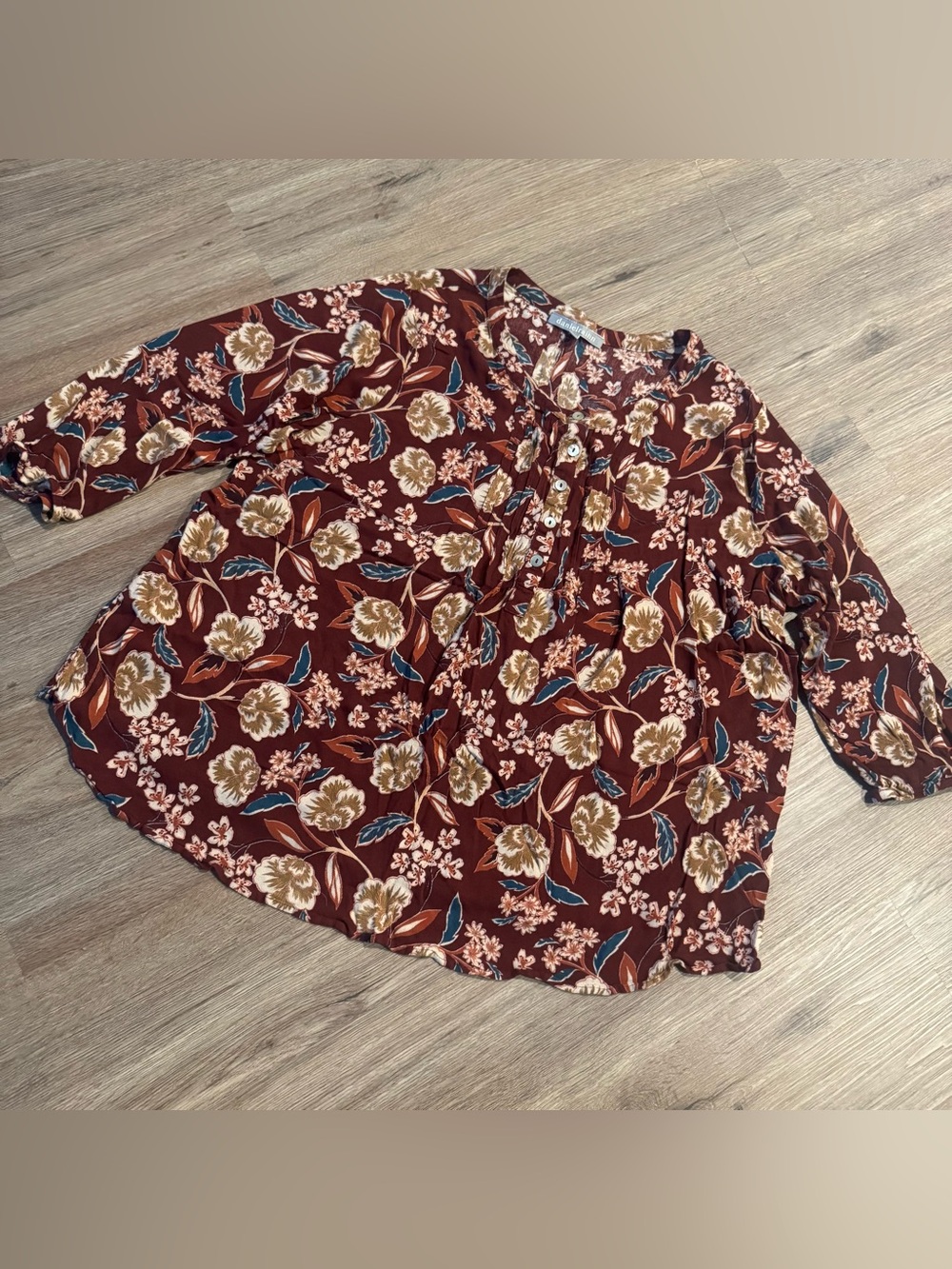 Daniel Rainn Burgundy Floral Blouse
